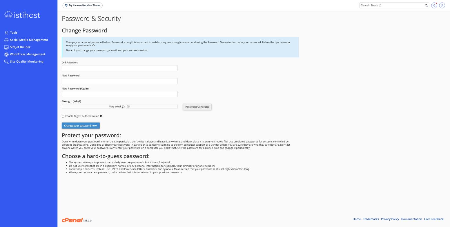 Change Password formu